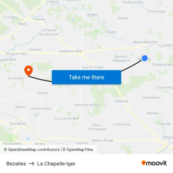 Bezalles to La Chapelle-Iger map