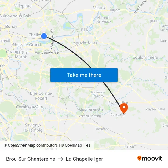 Brou-Sur-Chantereine to La Chapelle-Iger map