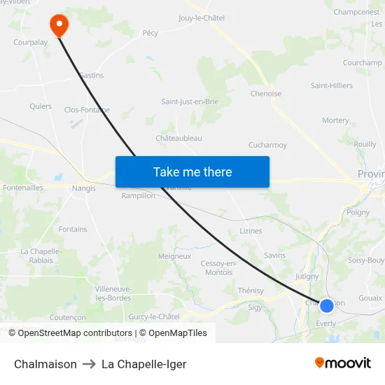 Chalmaison to La Chapelle-Iger map