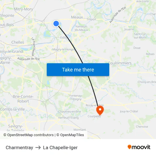 Charmentray to La Chapelle-Iger map