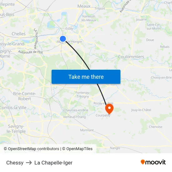 Chessy to La Chapelle-Iger map