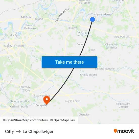 Citry to La Chapelle-Iger map