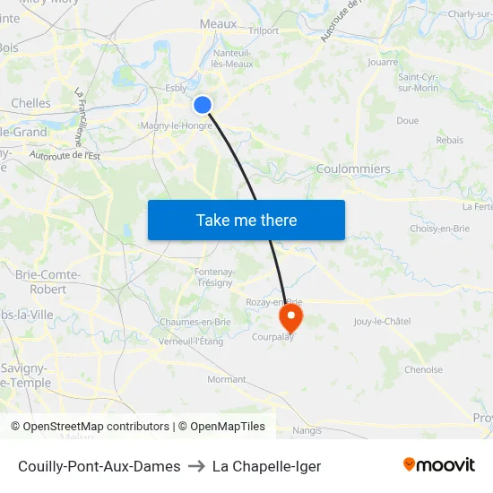 Couilly-Pont-Aux-Dames to La Chapelle-Iger map
