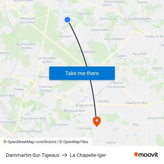 Dammartin-Sur-Tigeaux to La Chapelle-Iger map