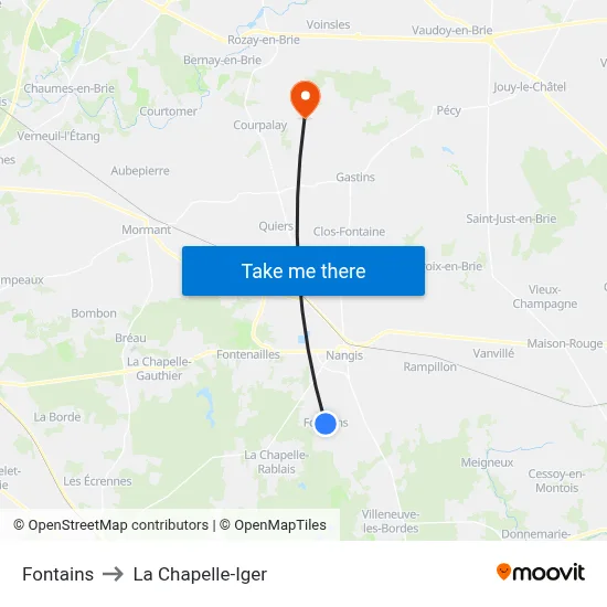 Fontains to La Chapelle-Iger map