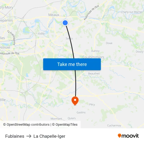 Fublaines to La Chapelle-Iger map