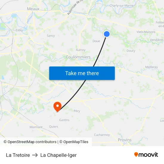 La Tretoire to La Chapelle-Iger map