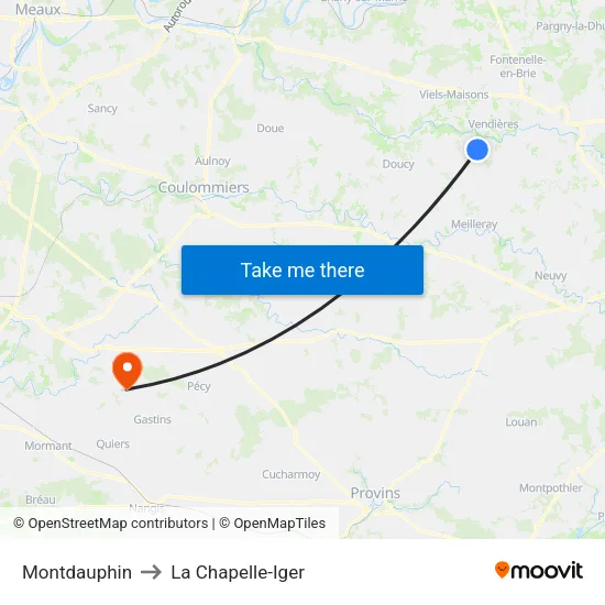 Montdauphin to La Chapelle-Iger map
