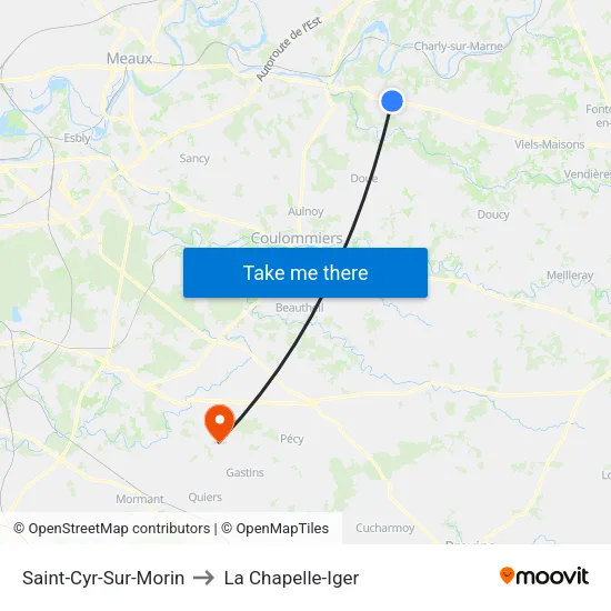 Saint-Cyr-Sur-Morin to La Chapelle-Iger map