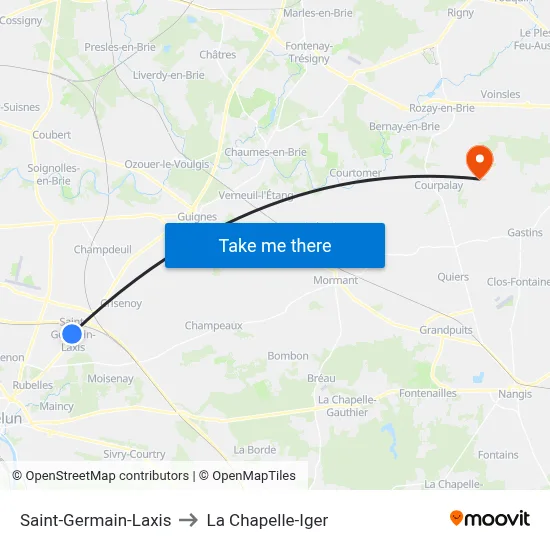 Saint-Germain-Laxis to La Chapelle-Iger map