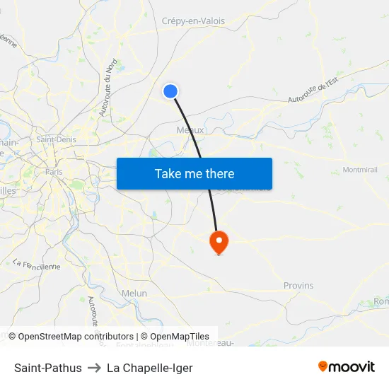 Saint-Pathus to La Chapelle-Iger map