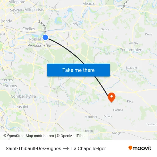 Saint-Thibault-Des-Vignes to La Chapelle-Iger map
