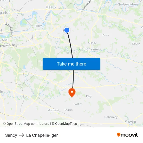 Sancy to La Chapelle-Iger map