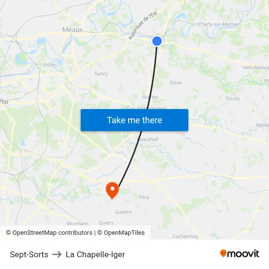 Sept-Sorts to La Chapelle-Iger map