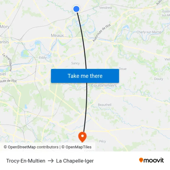 Trocy-En-Multien to La Chapelle-Iger map