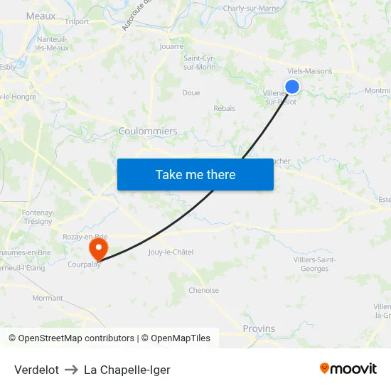 Verdelot to La Chapelle-Iger map