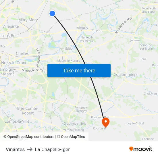 Vinantes to La Chapelle-Iger map