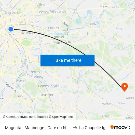 Magenta - Maubeuge - Gare du Nord to La Chapelle-Iger map