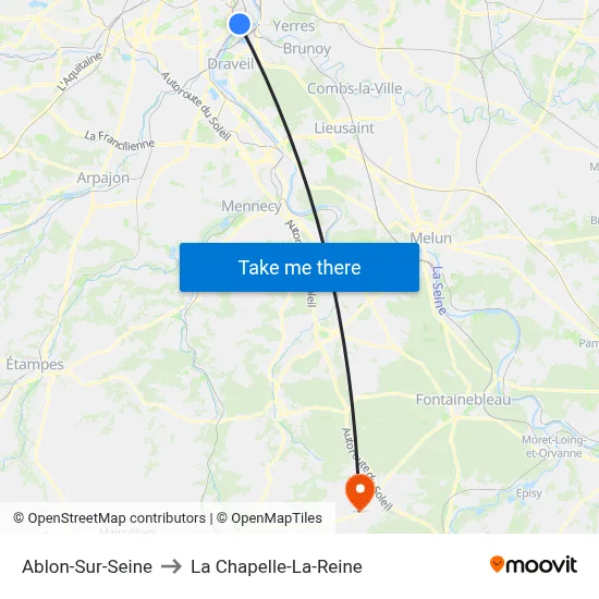 Ablon-Sur-Seine to La Chapelle-La-Reine map
