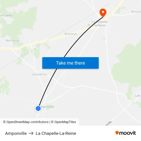 Amponville to La Chapelle-La-Reine map