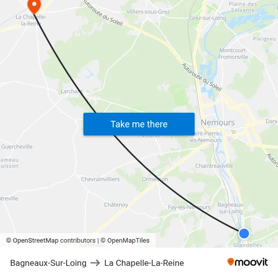 Bagneaux-Sur-Loing to La Chapelle-La-Reine map