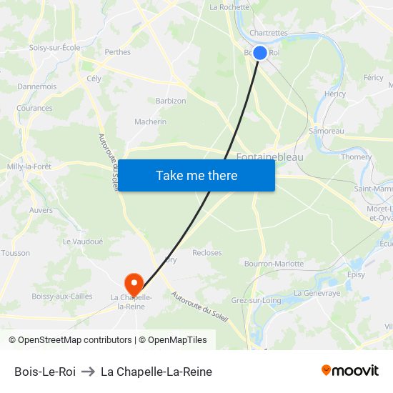 Bois-Le-Roi to La Chapelle-La-Reine map