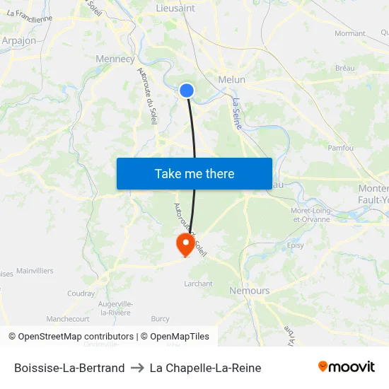 Boissise-La-Bertrand to La Chapelle-La-Reine map