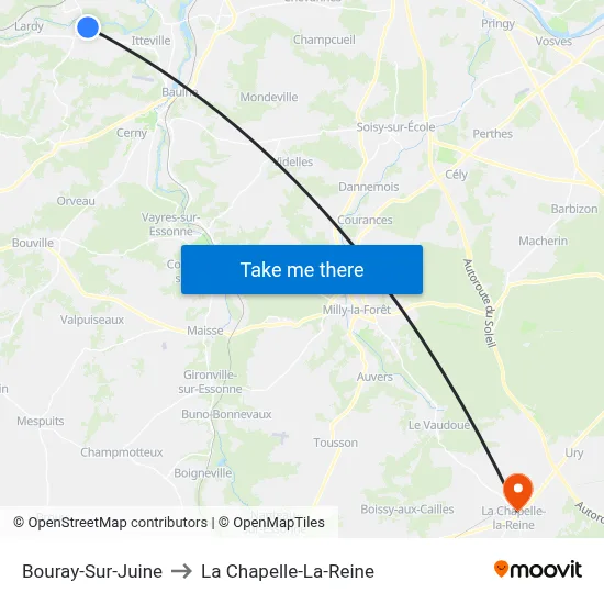 Bouray-Sur-Juine to La Chapelle-La-Reine map