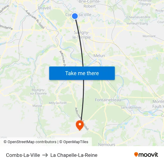 Combs-La-Ville to La Chapelle-La-Reine map