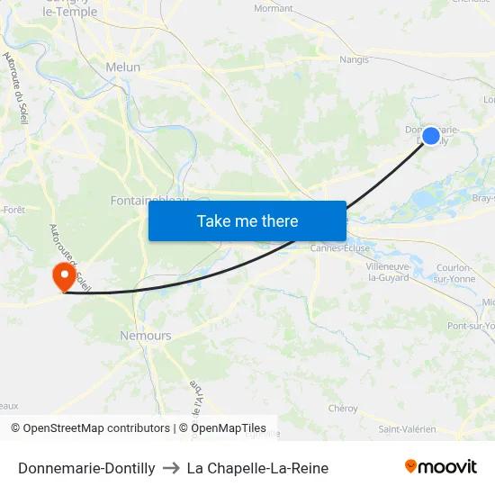 Donnemarie-Dontilly to La Chapelle-La-Reine map