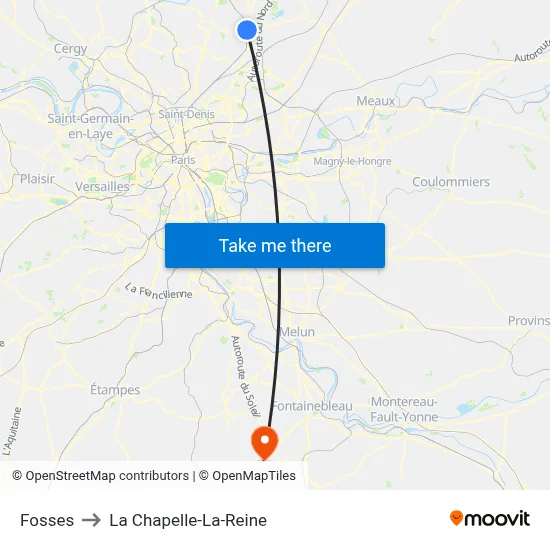 Fosses to La Chapelle-La-Reine map