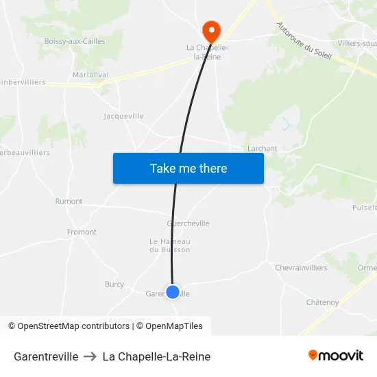 Garentreville to La Chapelle-La-Reine map