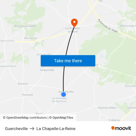 Guercheville to La Chapelle-La-Reine map