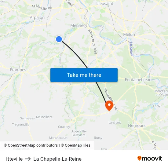 Itteville to La Chapelle-La-Reine map