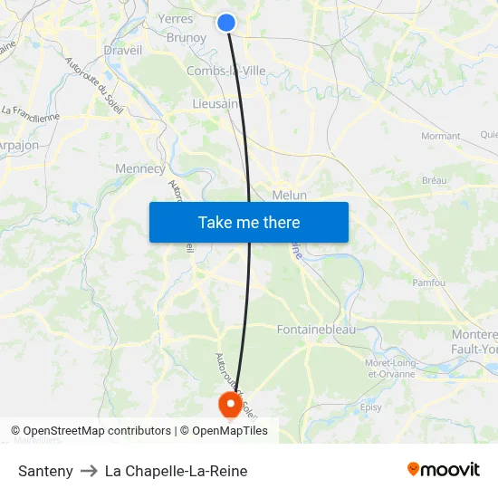 Santeny to La Chapelle-La-Reine map