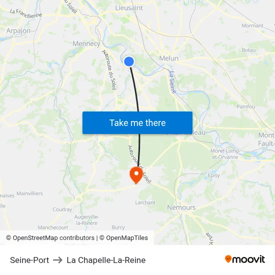 Seine-Port to La Chapelle-La-Reine map