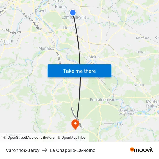 Varennes-Jarcy to La Chapelle-La-Reine map