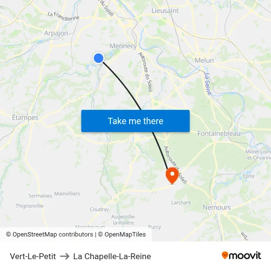 Vert-Le-Petit to La Chapelle-La-Reine map