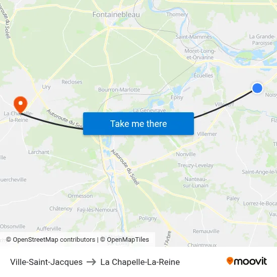 Ville-Saint-Jacques to La Chapelle-La-Reine map