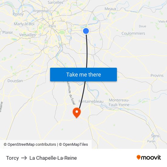 Torcy to La Chapelle-La-Reine map