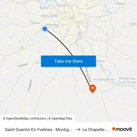 Saint-Quentin En Yvelines - Montigny-Le-Bretonneux to La Chapelle-La-Reine map