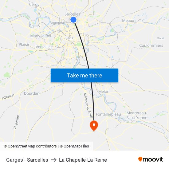 Garges - Sarcelles to La Chapelle-La-Reine map