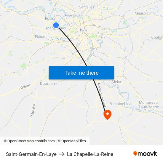 Saint-Germain-En-Laye to La Chapelle-La-Reine map