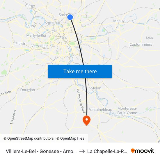 Villiers-Le-Bel - Gonesse - Arnouville to La Chapelle-La-Reine map