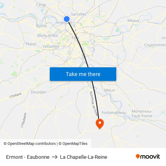 Ermont - Eaubonne to La Chapelle-La-Reine map