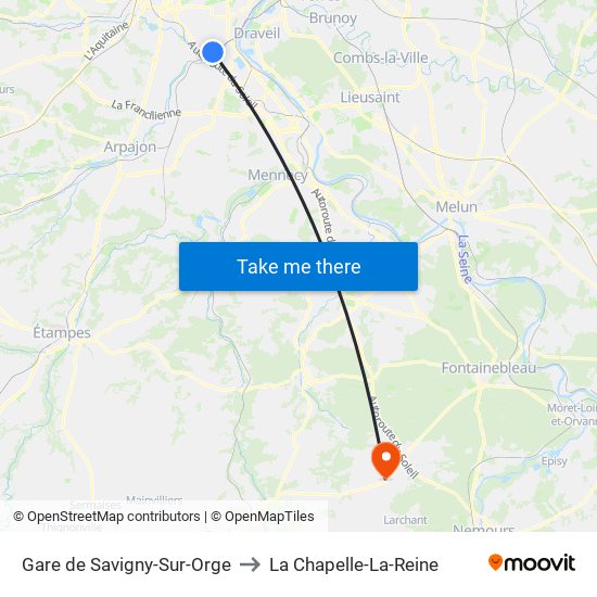 Gare de Savigny-Sur-Orge to La Chapelle-La-Reine map