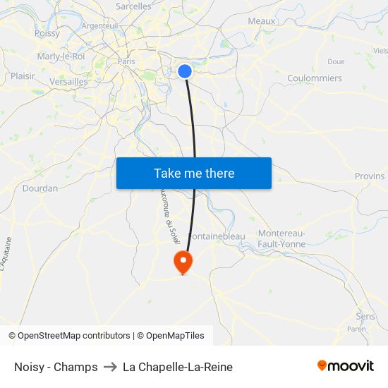 Noisy - Champs to La Chapelle-La-Reine map