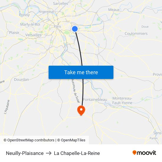 Neuilly-Plaisance to La Chapelle-La-Reine map