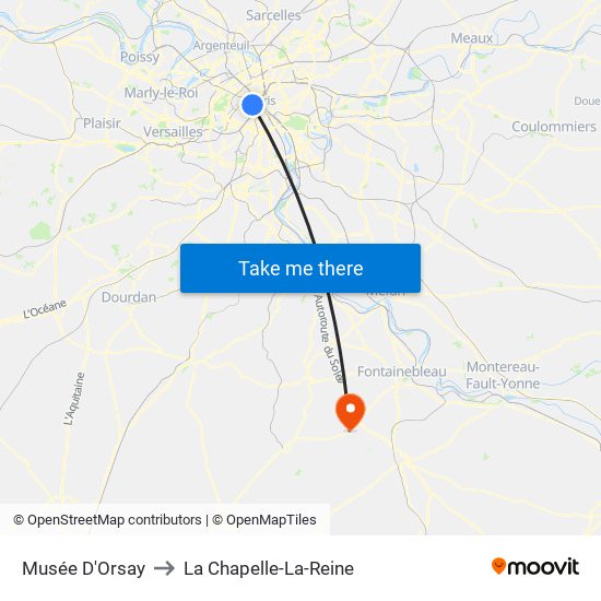 Musée D'Orsay to La Chapelle-La-Reine map