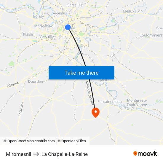 Miromesnil to La Chapelle-La-Reine map